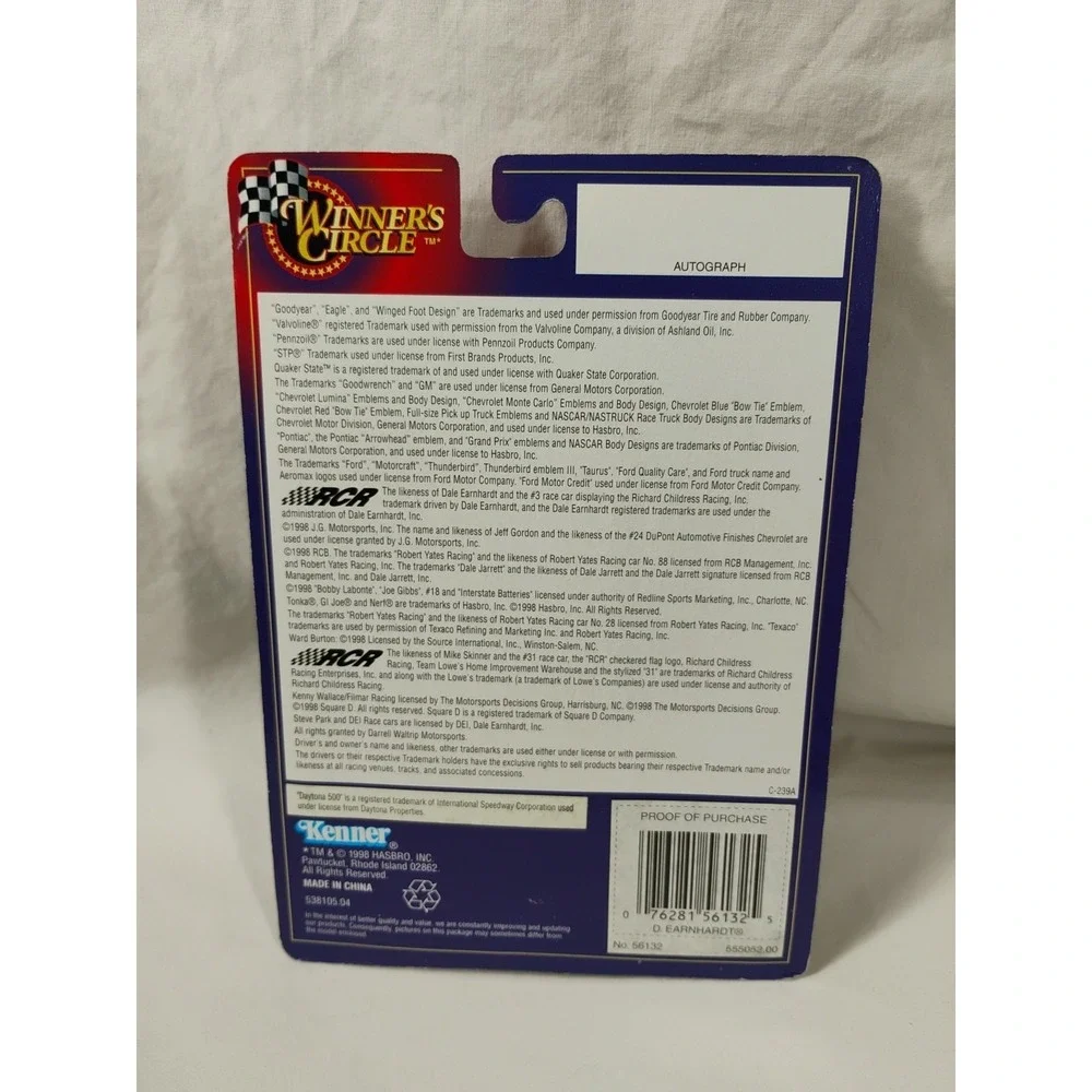 Nascar 1998 Winners Circle #3 Dale Earnhardt 50th Anniversary Diecast Car & Card